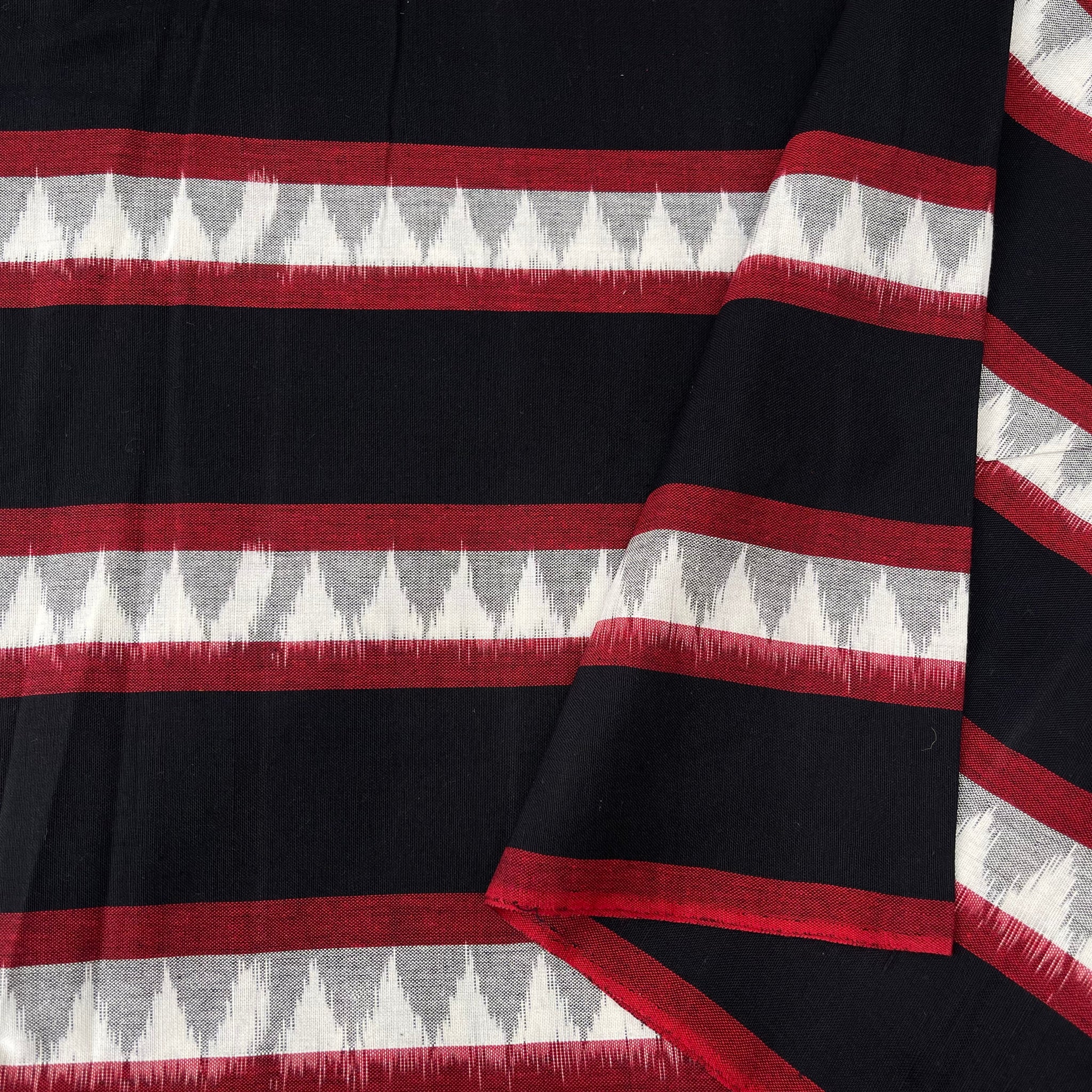Black Stripes Ikkat Cotton Fabric