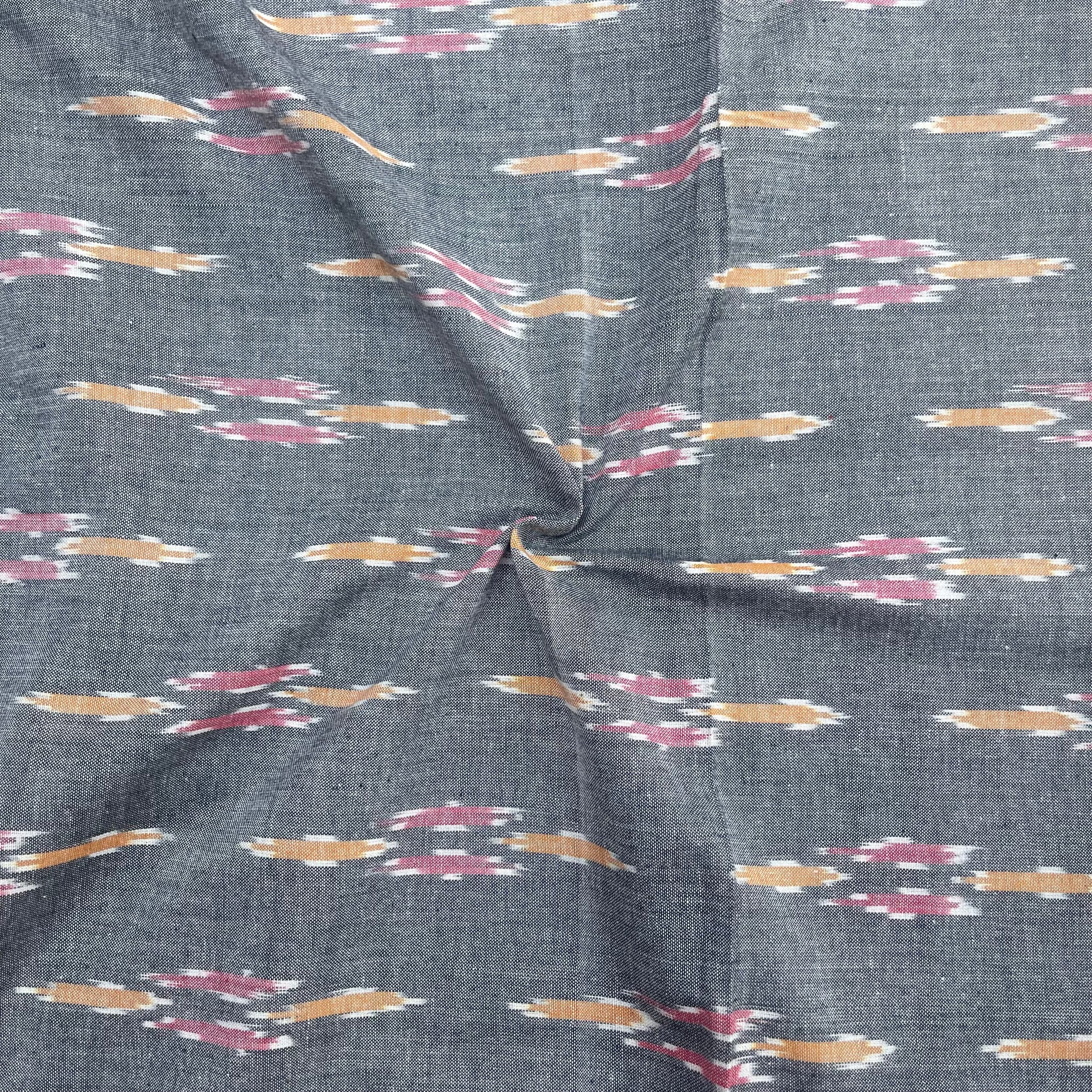 Gray Color Ikkat cotton Fabric
