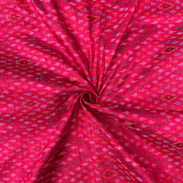 Red Colour Ikkat Raw silk Fabric