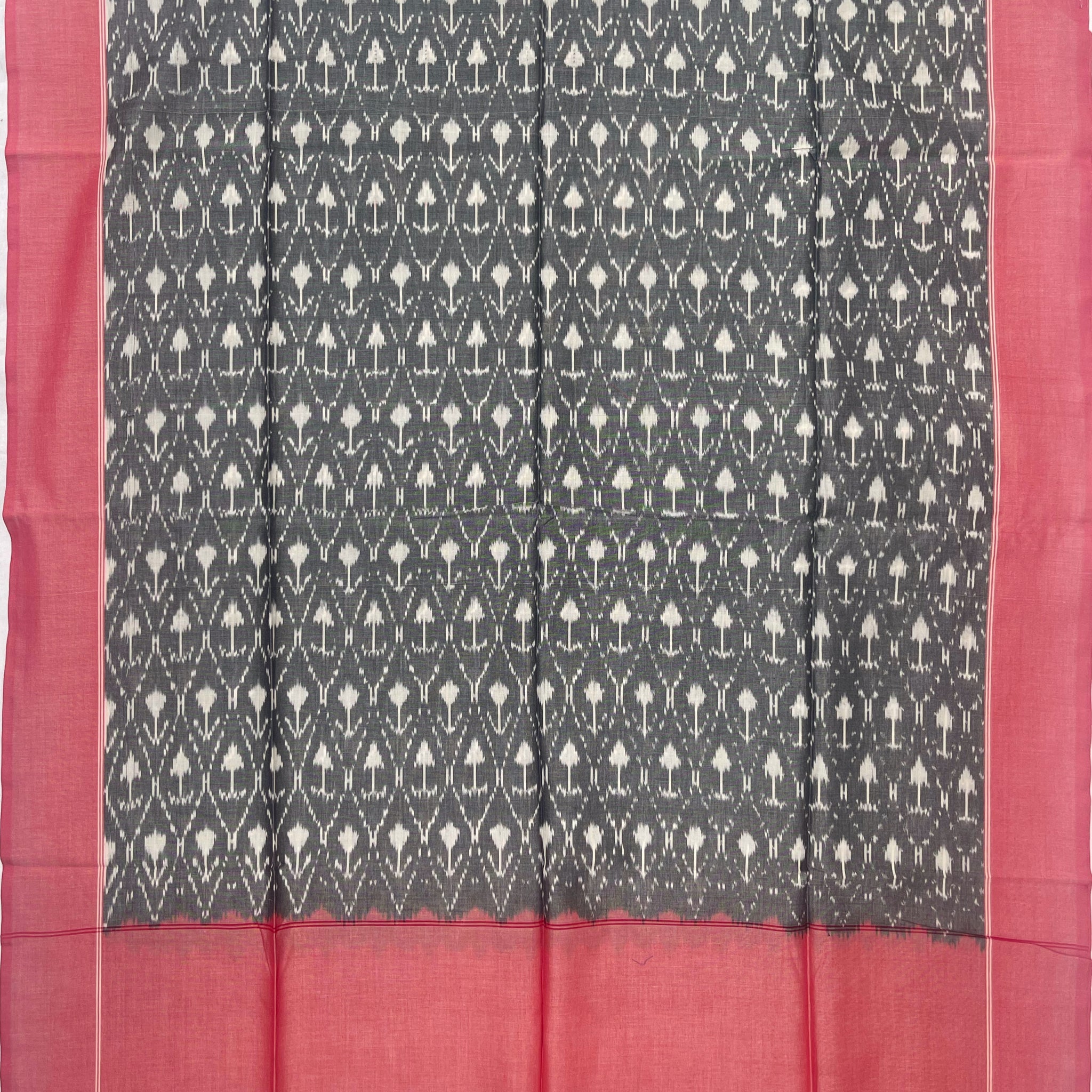 Pochampally Ikkat Cotton Duppata In Gray& Pink colour