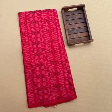 Red Ikkat Raw silk fabric