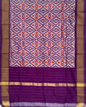 Purple colour Pochampalli Ikkat Handloom silk duppata