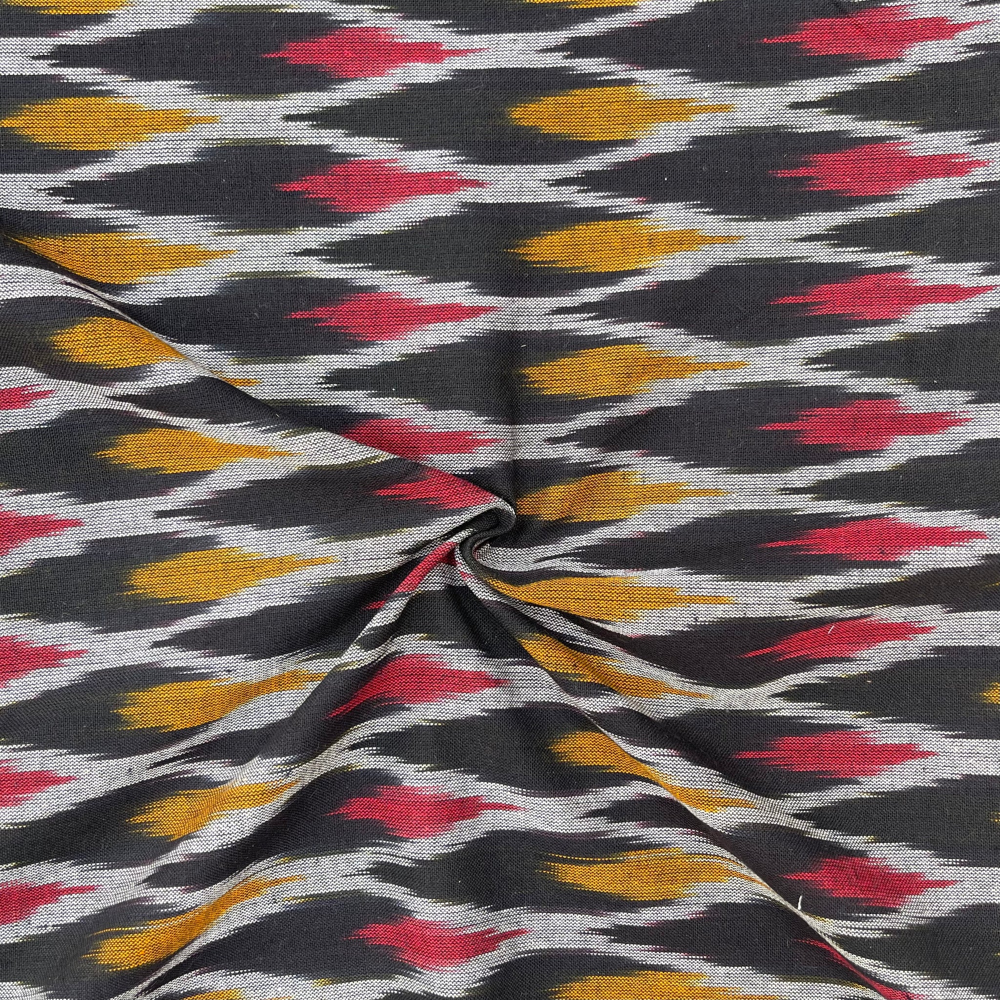 Black Colour Ikkat Cotton Fabric