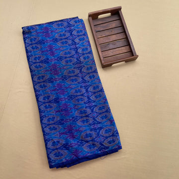 Blue Ikkat Raw silk Fabric