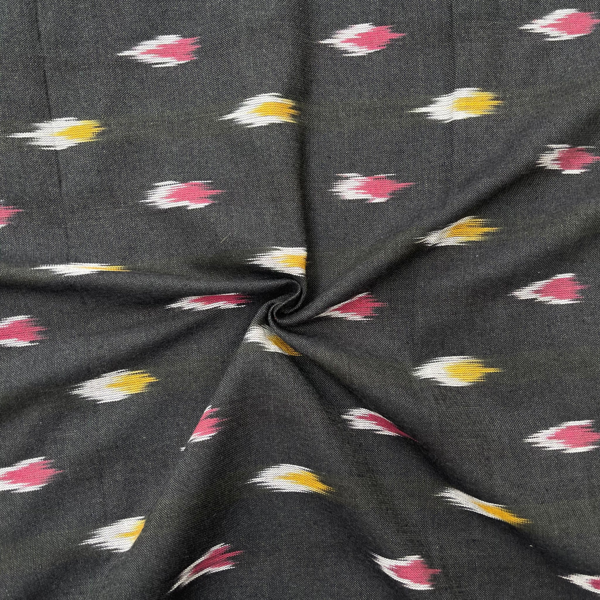 Black Colour Ikkat Cotton Fabric