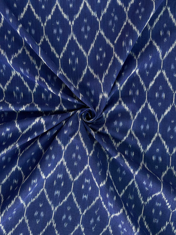 Dark Blue Ikkat Handloom cotton Fabric