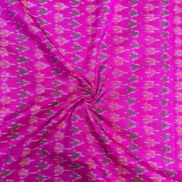 Pink Color Raw Silk Ikkat cotton Fabric