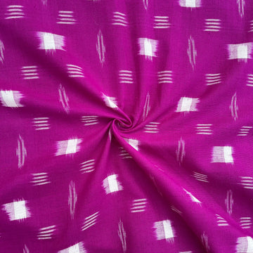 Purple Geometric Double Ikkat Cotton Fabric