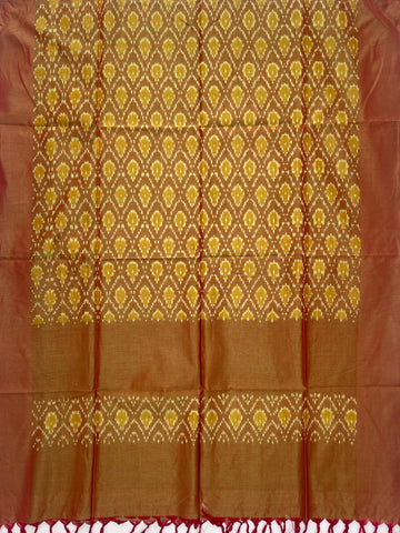 Pochampally Ikkat Cotton Duppata In Brown Colour