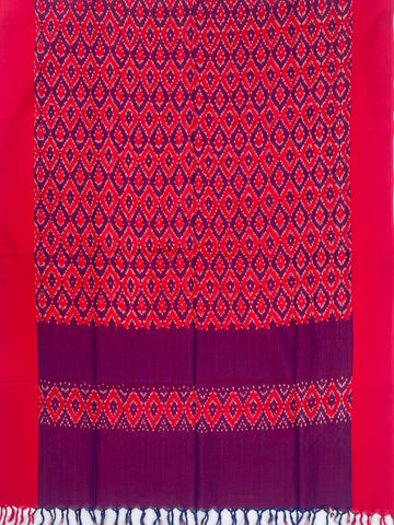 Pochampally Ikkat Cotton Duppata In Pink & Purple Colour
