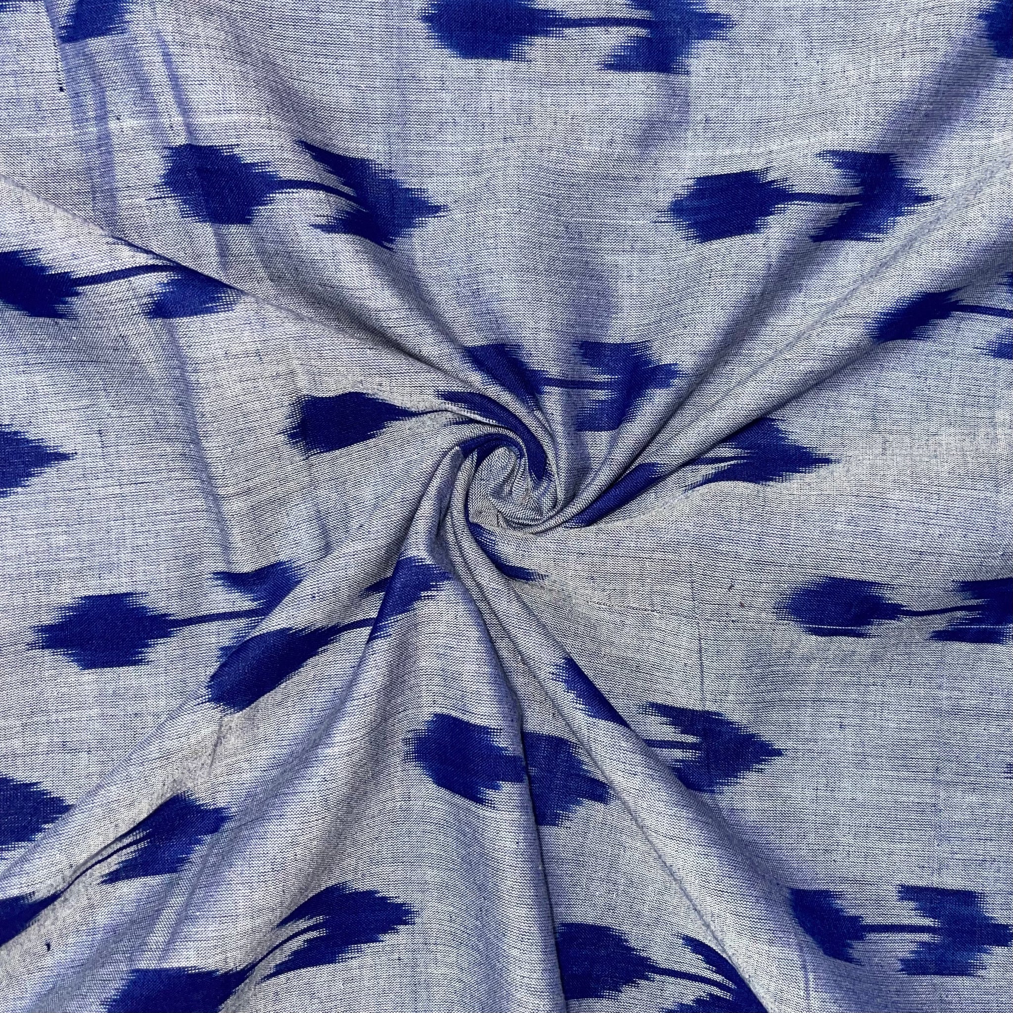Blue Arrow Mersiced Ikkat Cotton Fabric