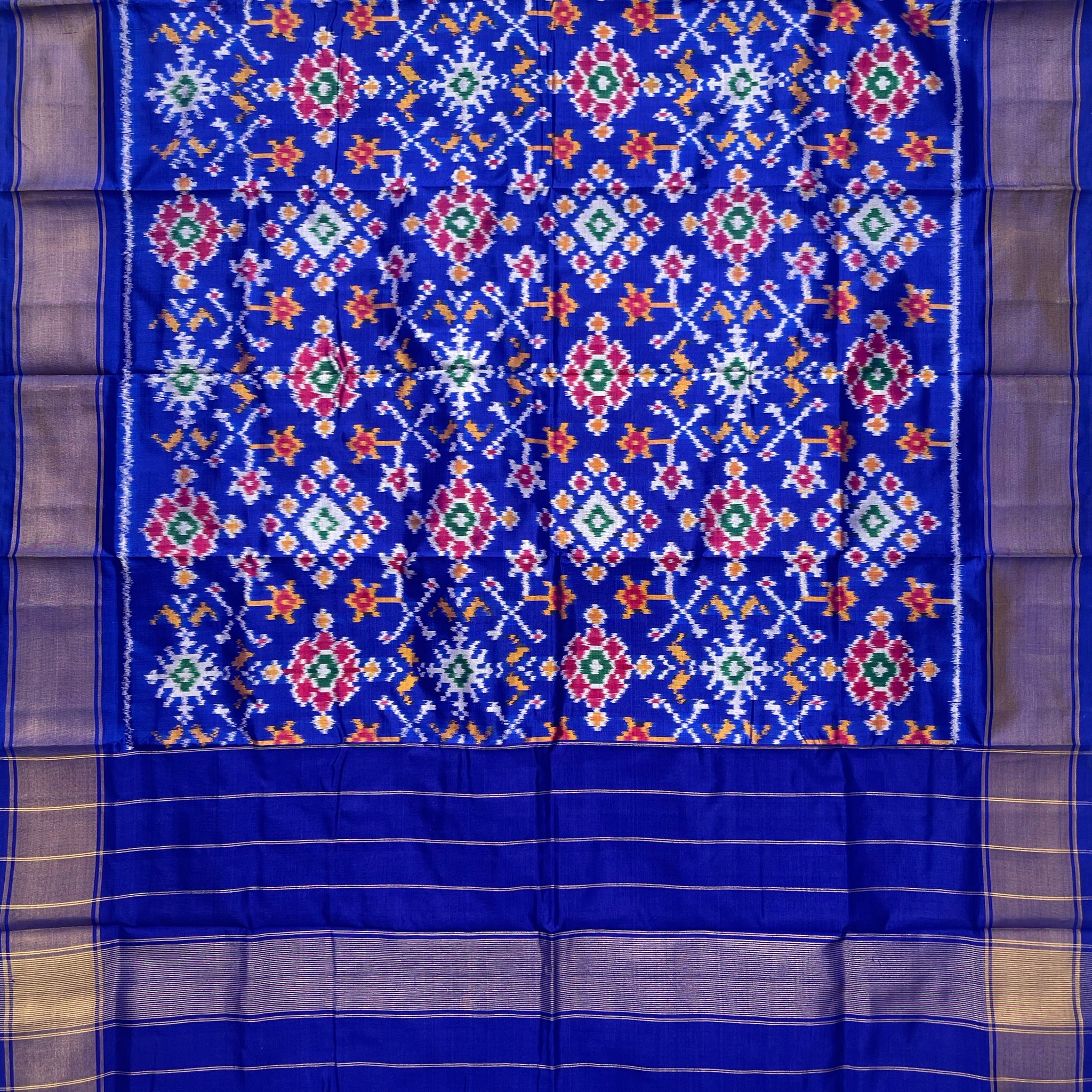 Blue colour Pochampalli Ikkat Handloom silk duppata