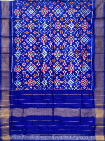 Blue colour Pochampalli Ikkat Handloom silk duppata