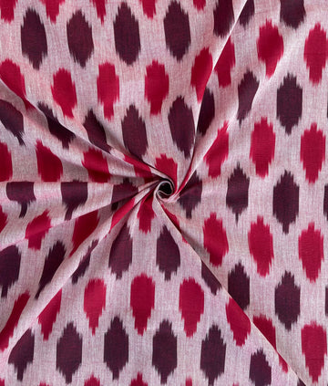 Red & Marron Ikkat Handloom Cotton Fabric