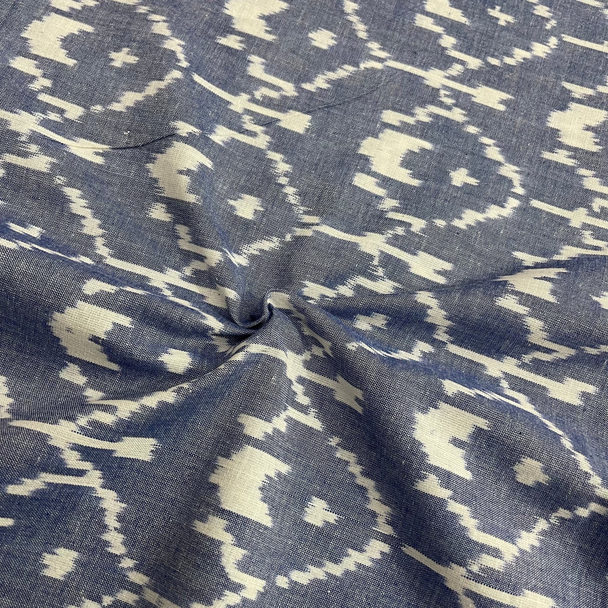 Pastel Blue Ikkat Cotton Fabric