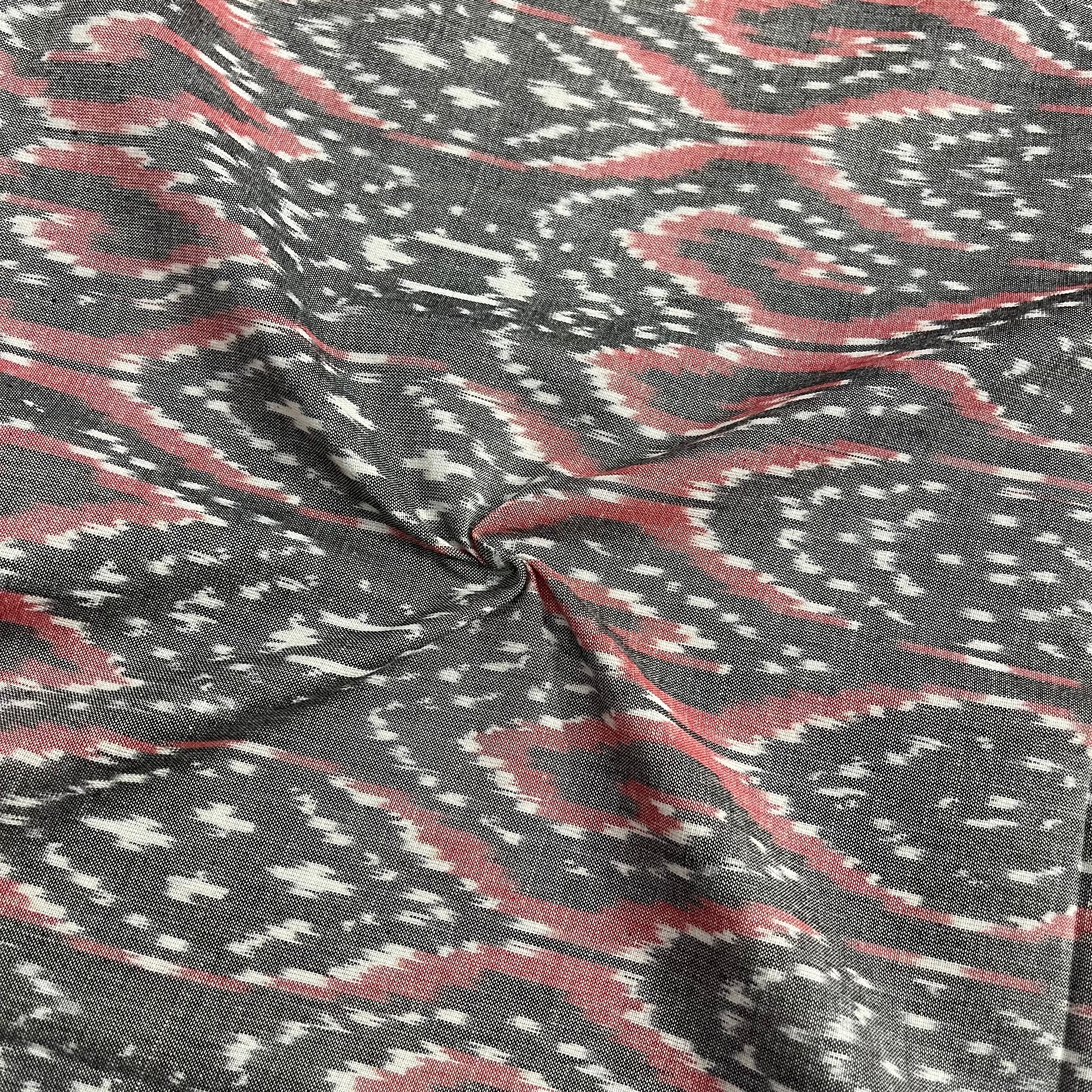Grey Indonesian Ikkat Cotton Fabric