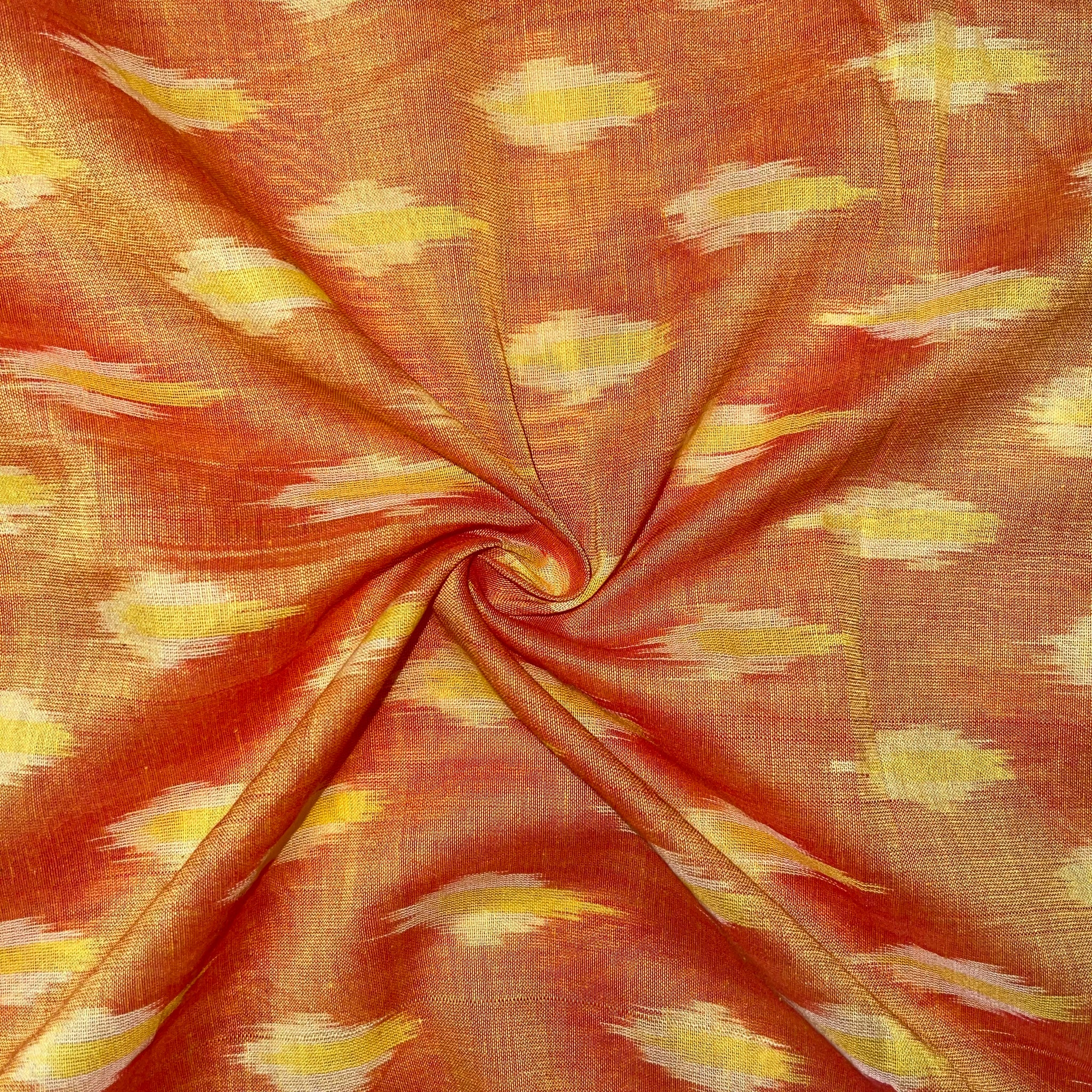 Mustard Yellow Mersiced Ikkat Cotton Fabric