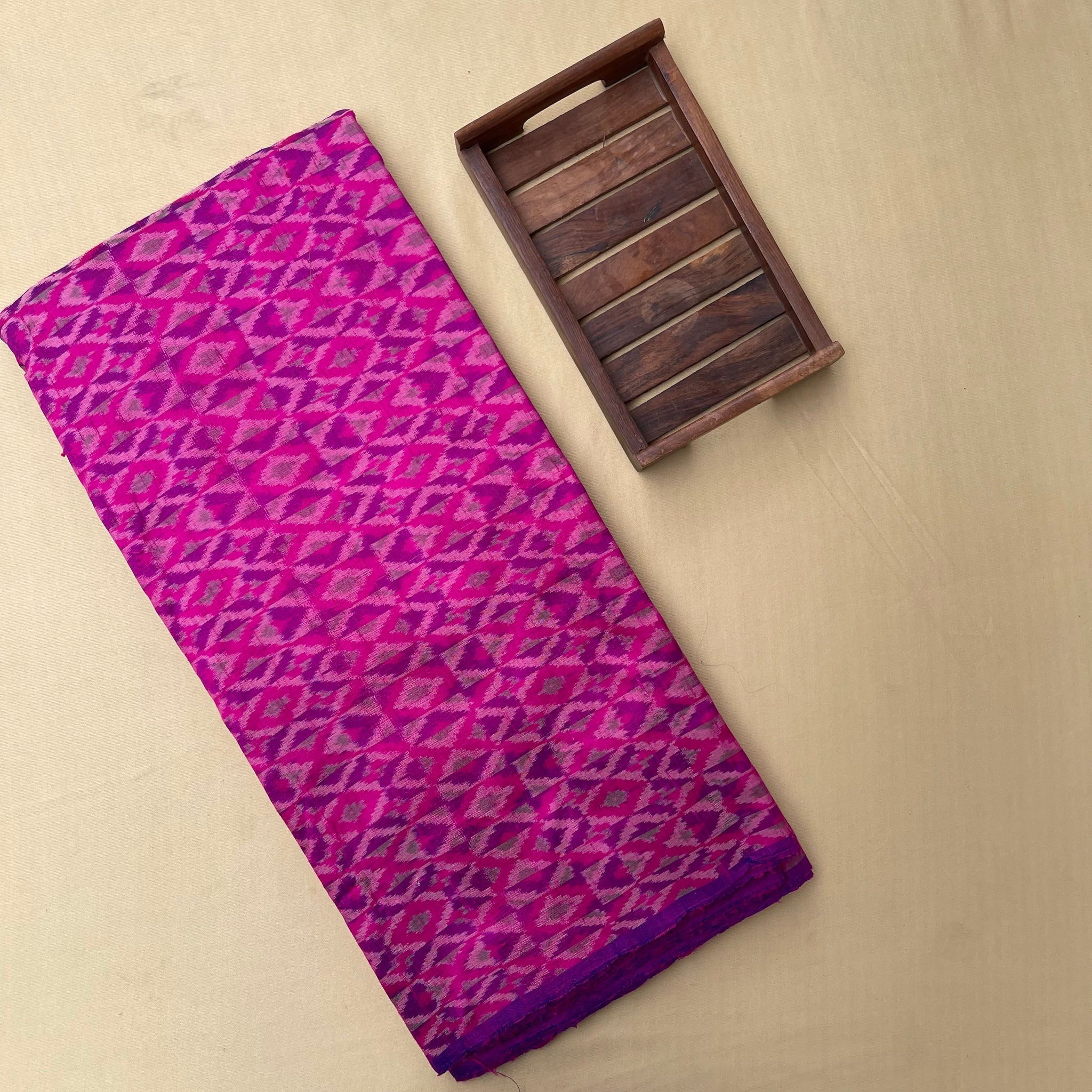 Purple Color Ikkat Raw silk Fabric