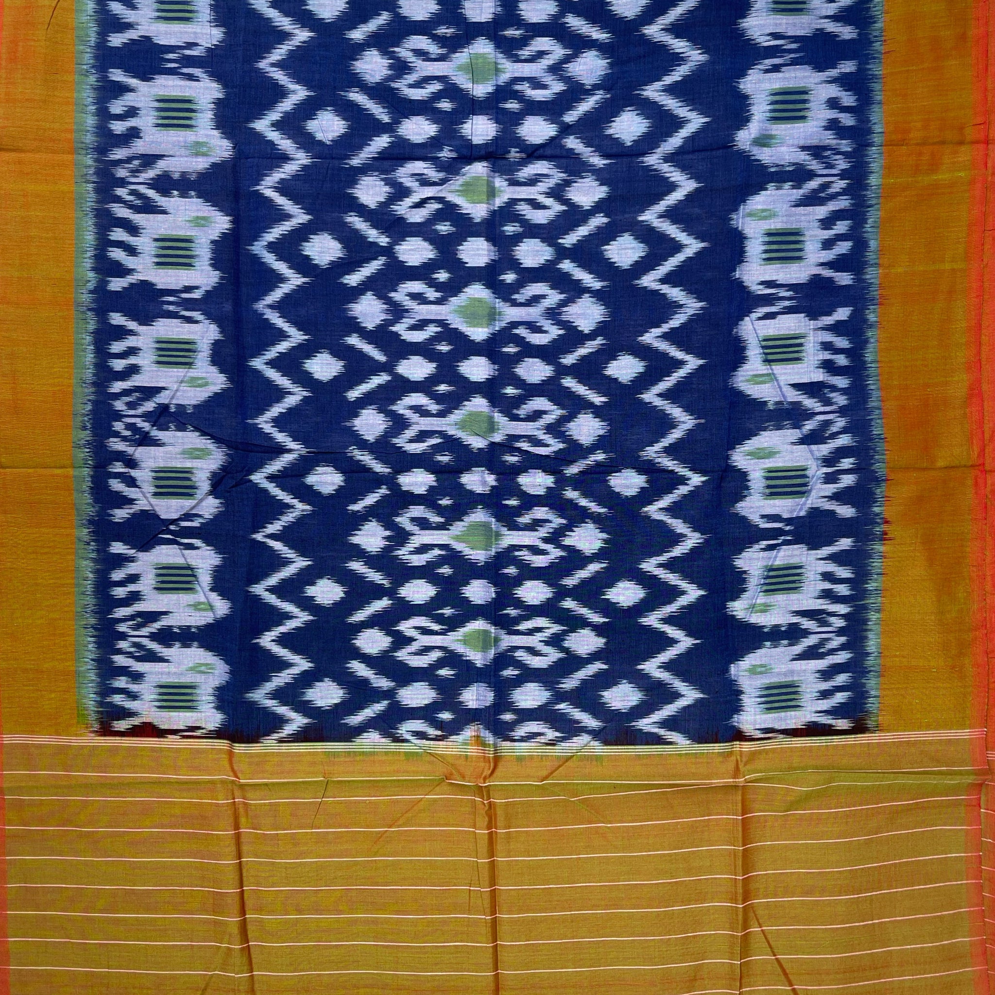 Pochampally Ikkat Cotton Duppata In Blue Colour