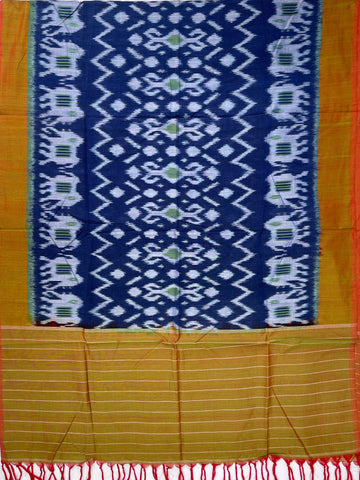Pochampally Ikkat Cotton Duppata In Blue Colour