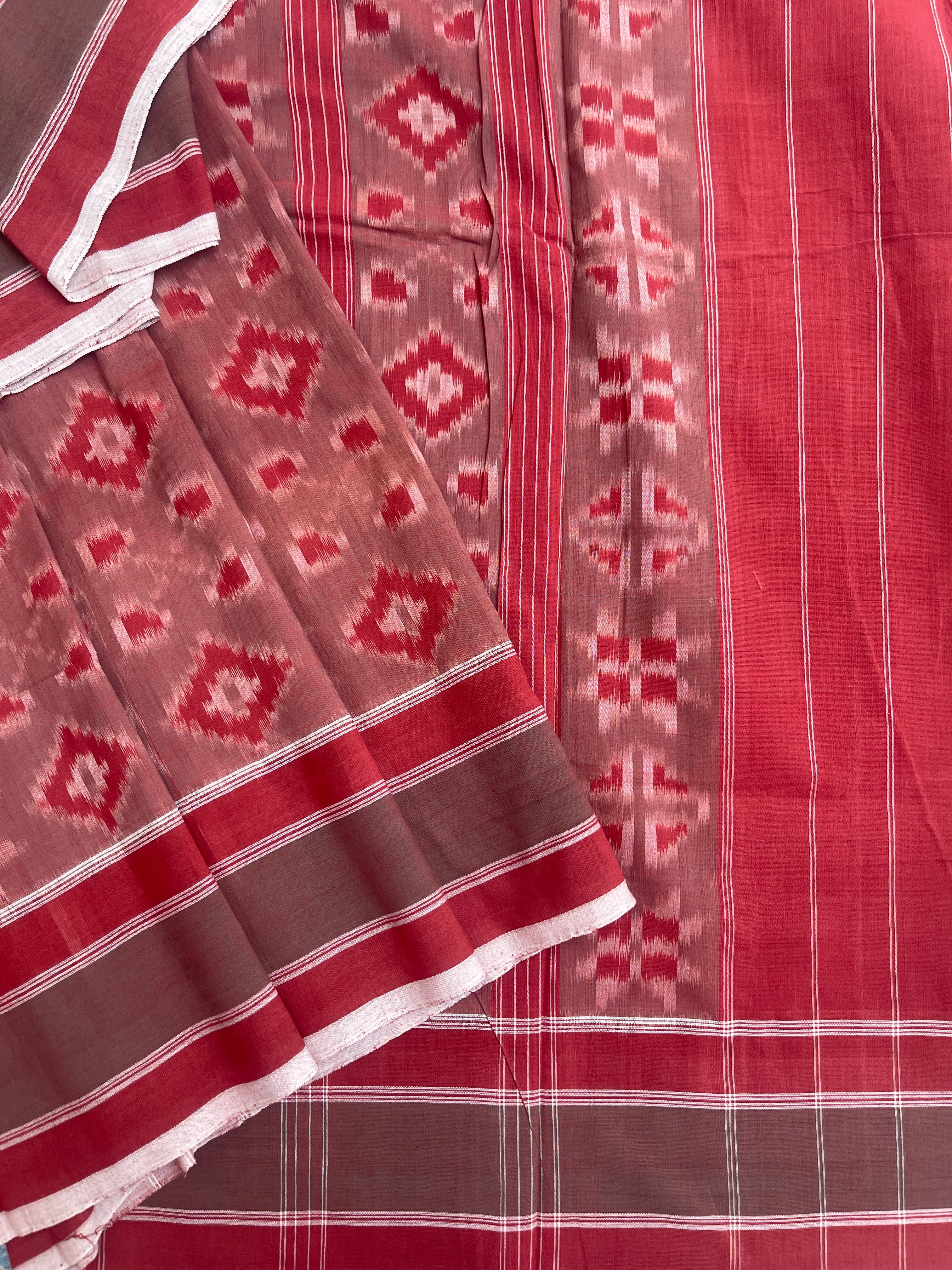 Telia Rumal Pattern Double Ikat Natural Dyed saree – Ikkat Time