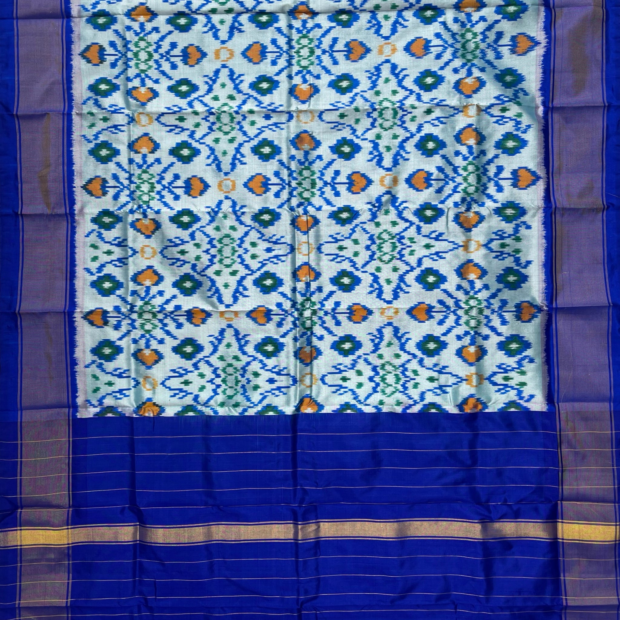 Blue colour Pochampalli Ikkat Handloom silk duppata