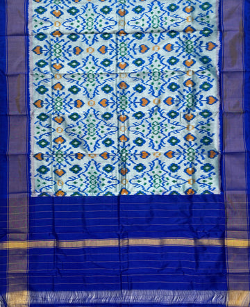 Blue colour Pochampalli Ikkat Handloom silk duppata