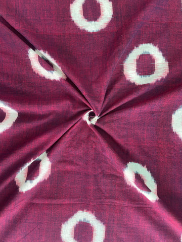 Double Ikkat Cotton Fabric in Chocolate color