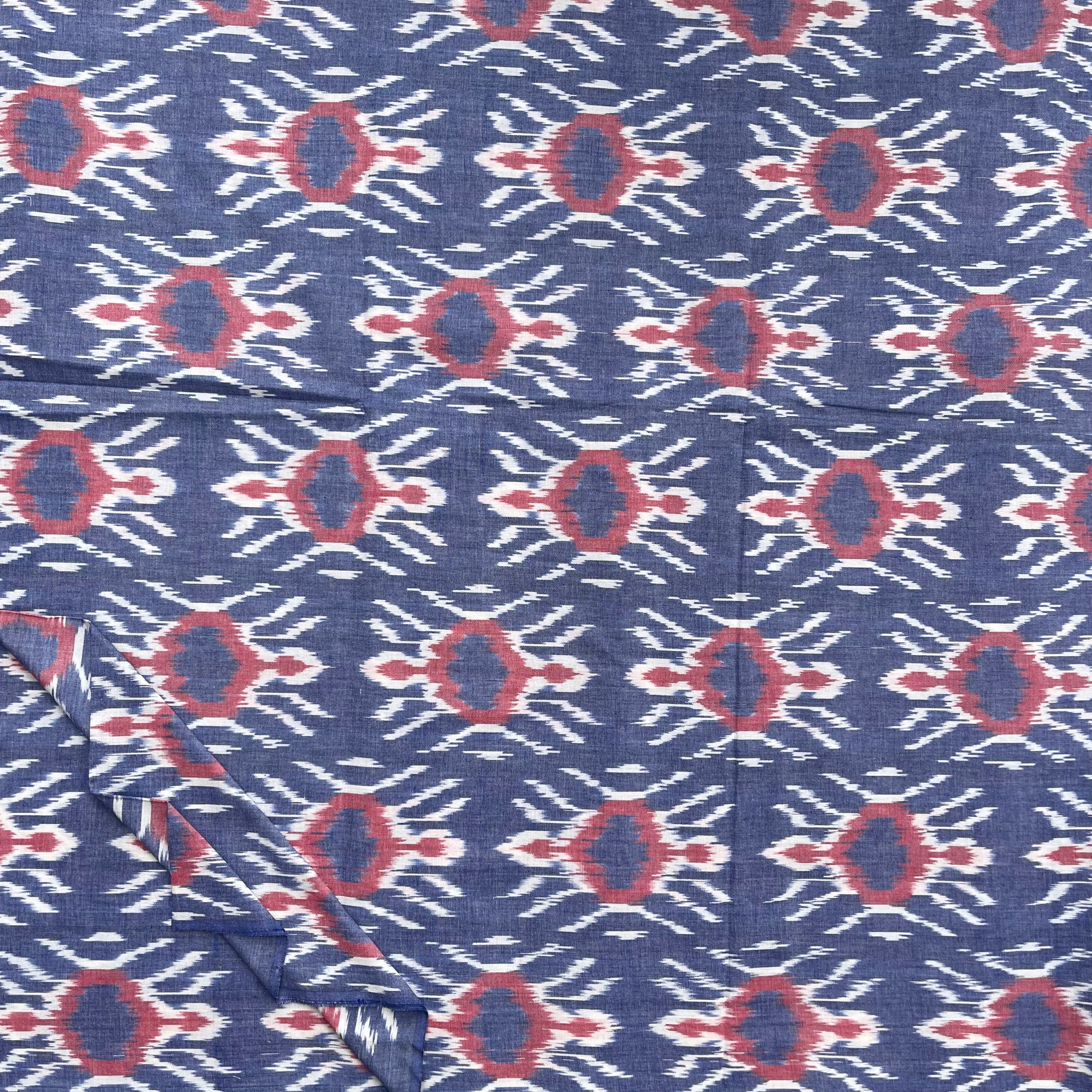 Light  blue central Asian Ikkat Cotton Fabric