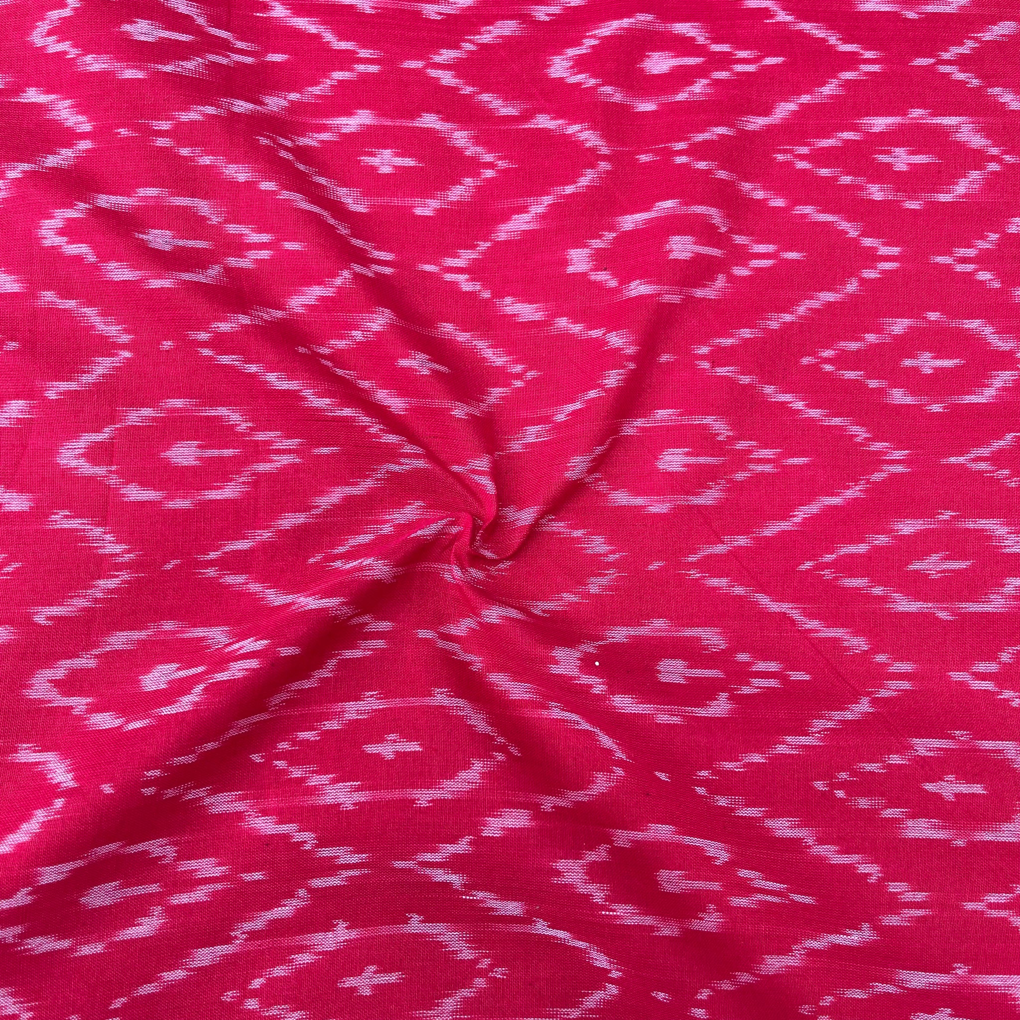 Mersiced Red Colour Ikkat Cotton Fabric