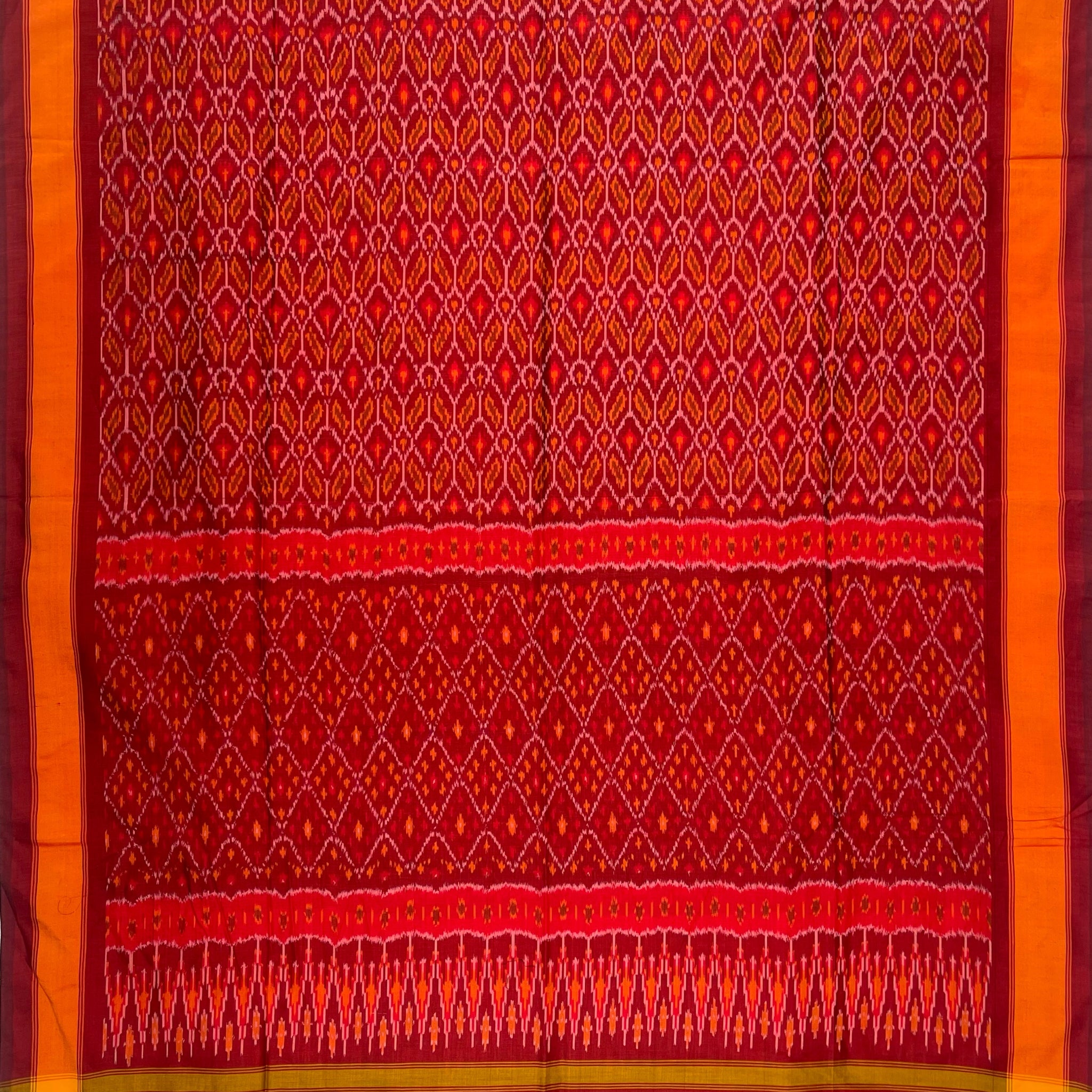 Maroon Colour Pochampally Ikkat Silk Cotton Duppata