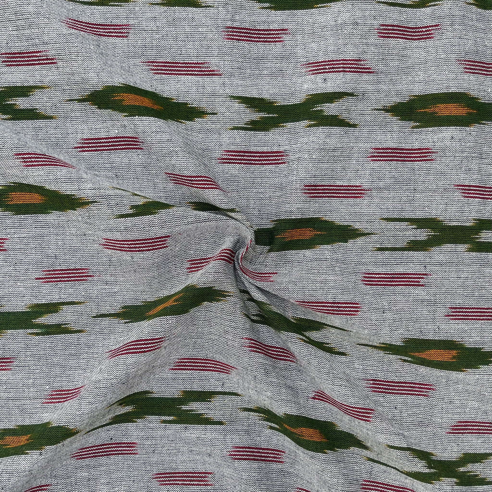 Gray Colour Ikkat Cotton Fabric