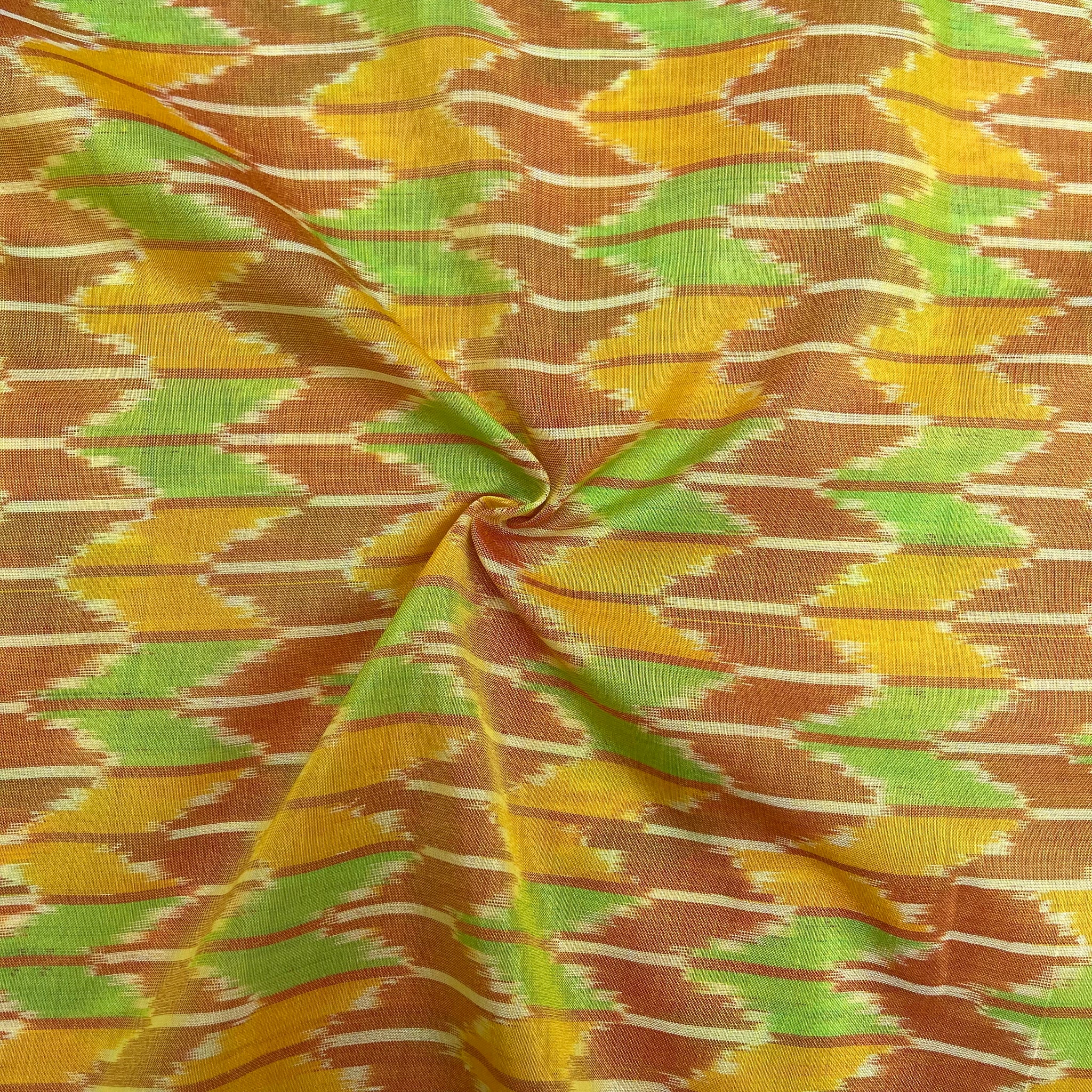 Multi Color Raw Silk Ikkat cotton Fabric