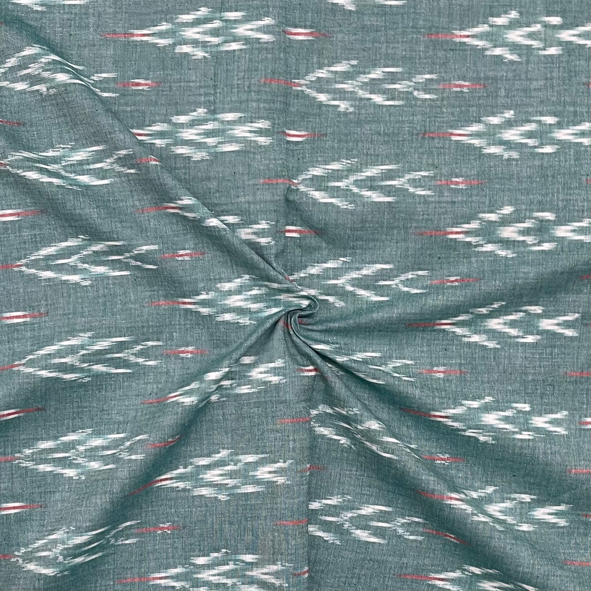 Pestal Green Color Pochampally ikkat Cotton Fabric