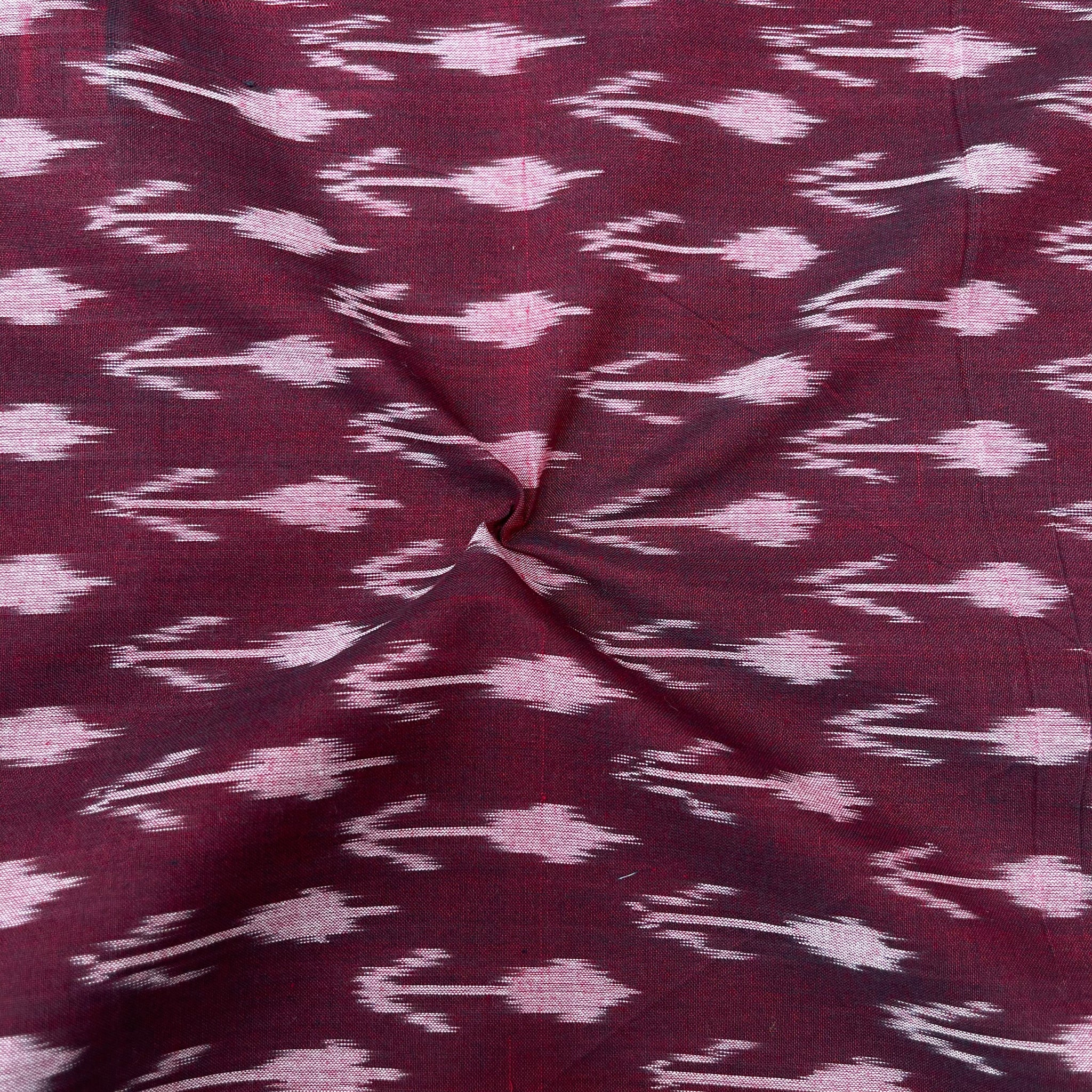 Mersiced Wine Colour Ikkat Cotton Fabric