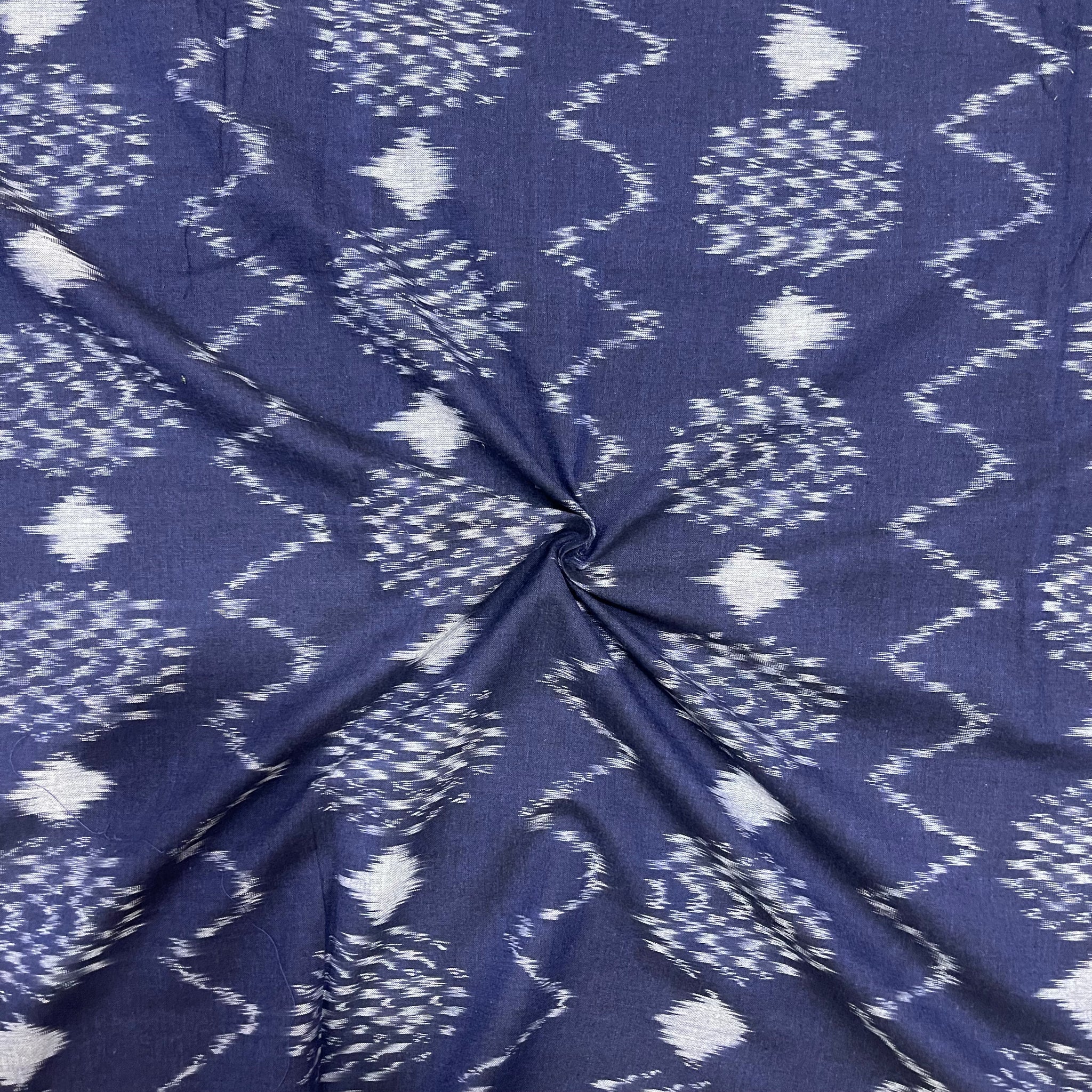 Navy Blue Color Pochampally ikkat Cotton Fabric
