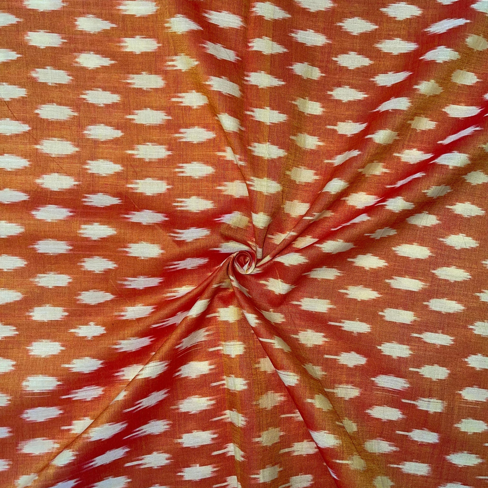 shiny Orange Ikkat mercerised-ikkat cotton Fabric