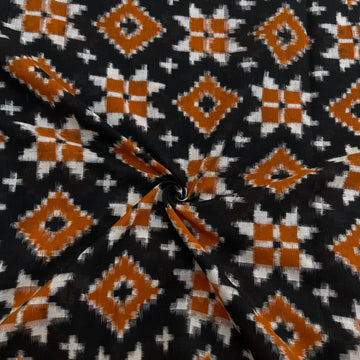 Black & Yellow Telia Rumal Ikkat Cotton Fabric