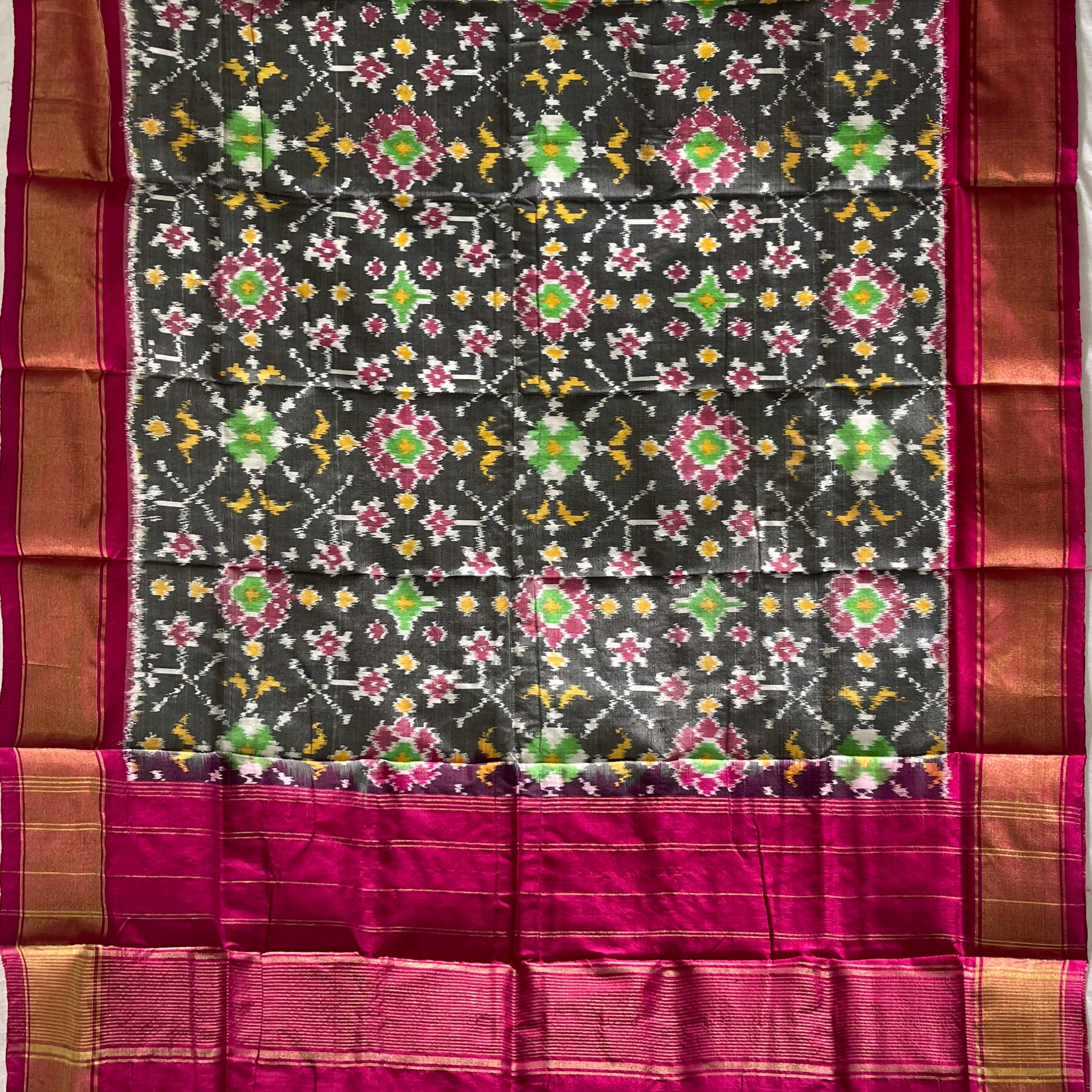 Greay & mazata colour Ikkat silk duppata