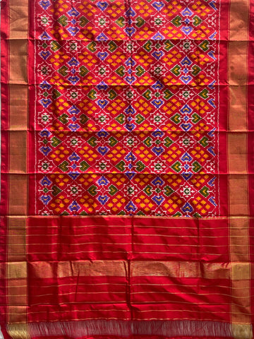 Red colour Pochampalli Ikkat Handloom silk duppata