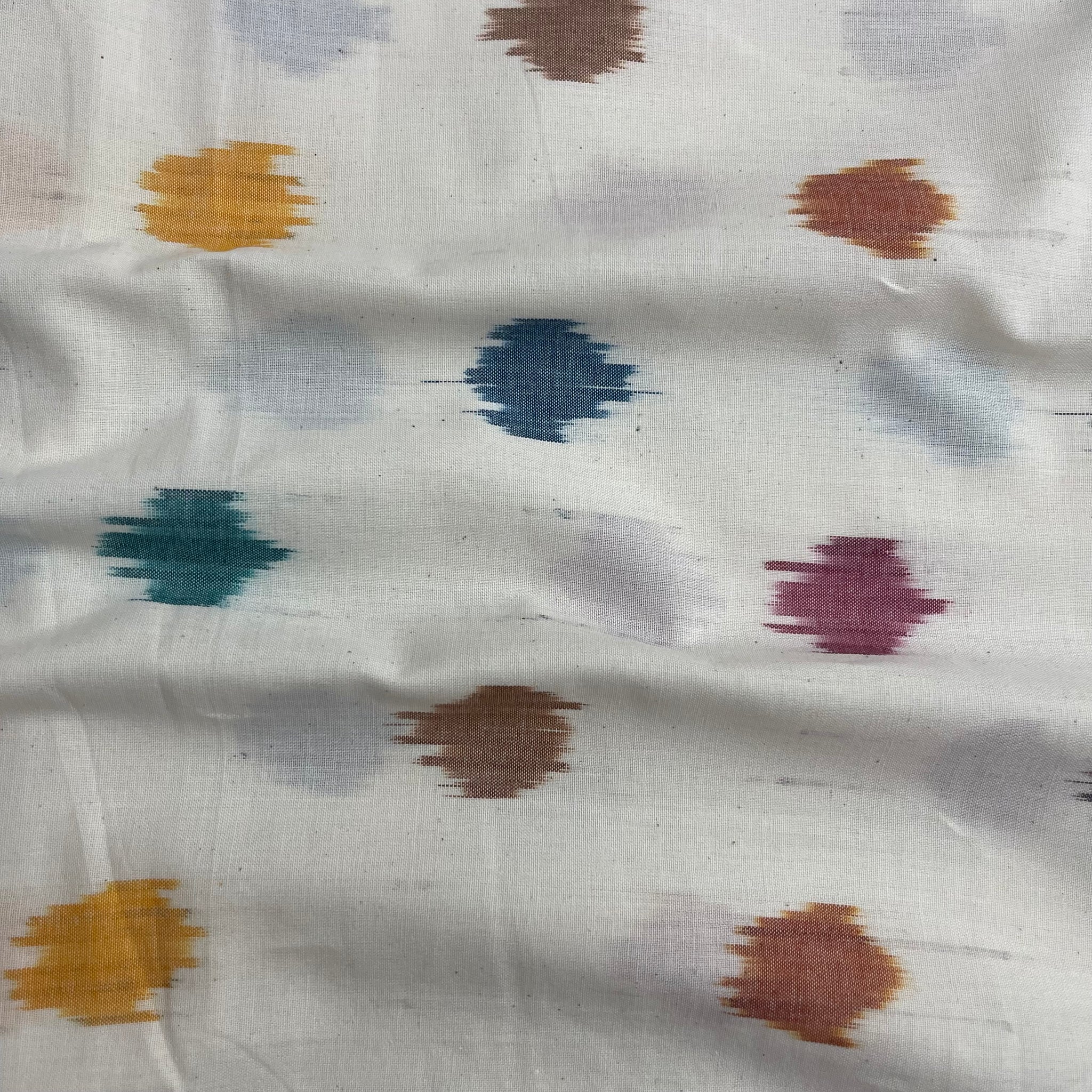 Polka Dots Ikkat Cotton Fabric