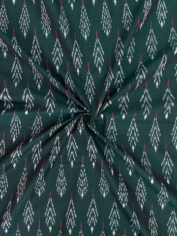 Mercerised  Bottle Green Ikkat Cotton Fabric