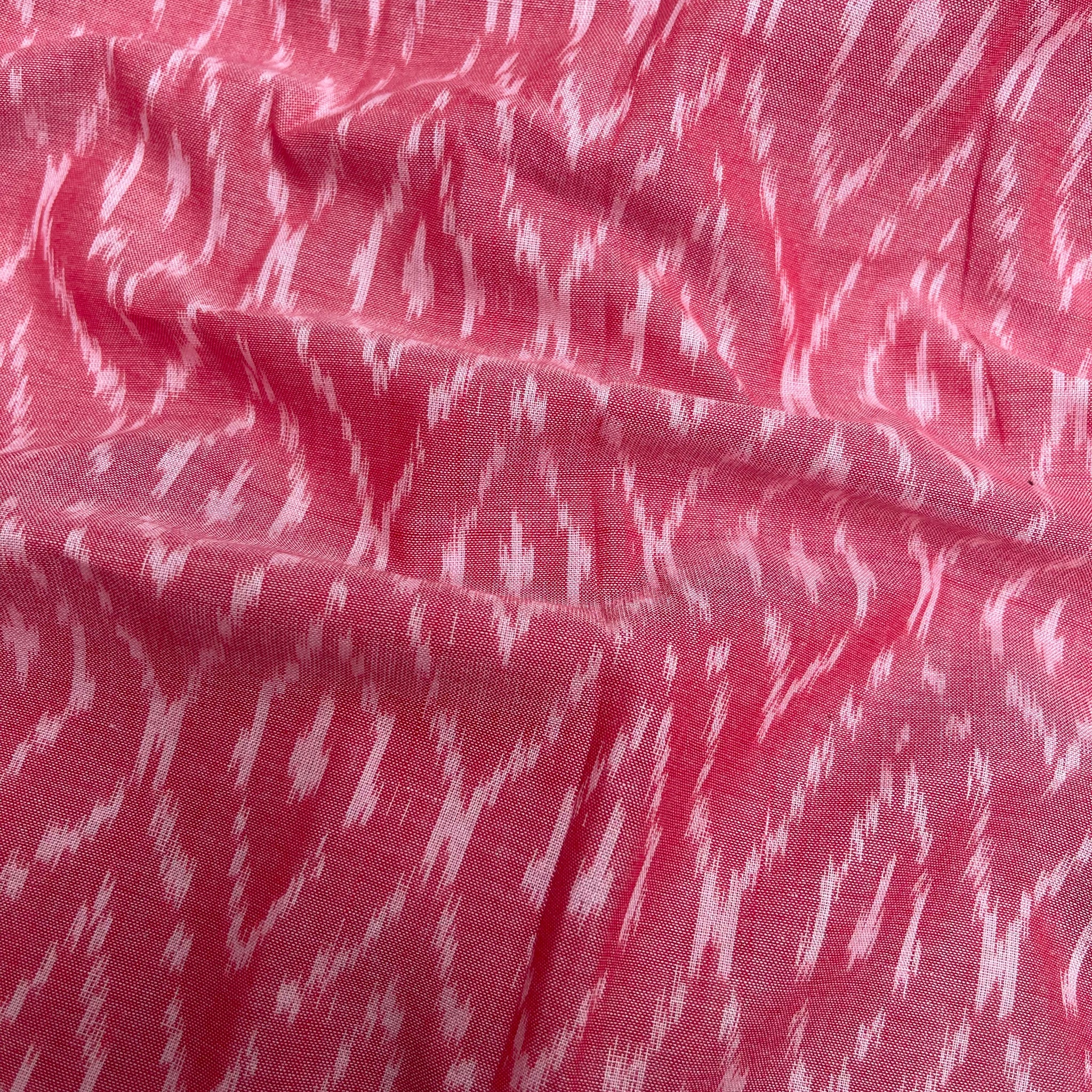 Merisced Pastel Pink Colour ikkat Cotton Fabric