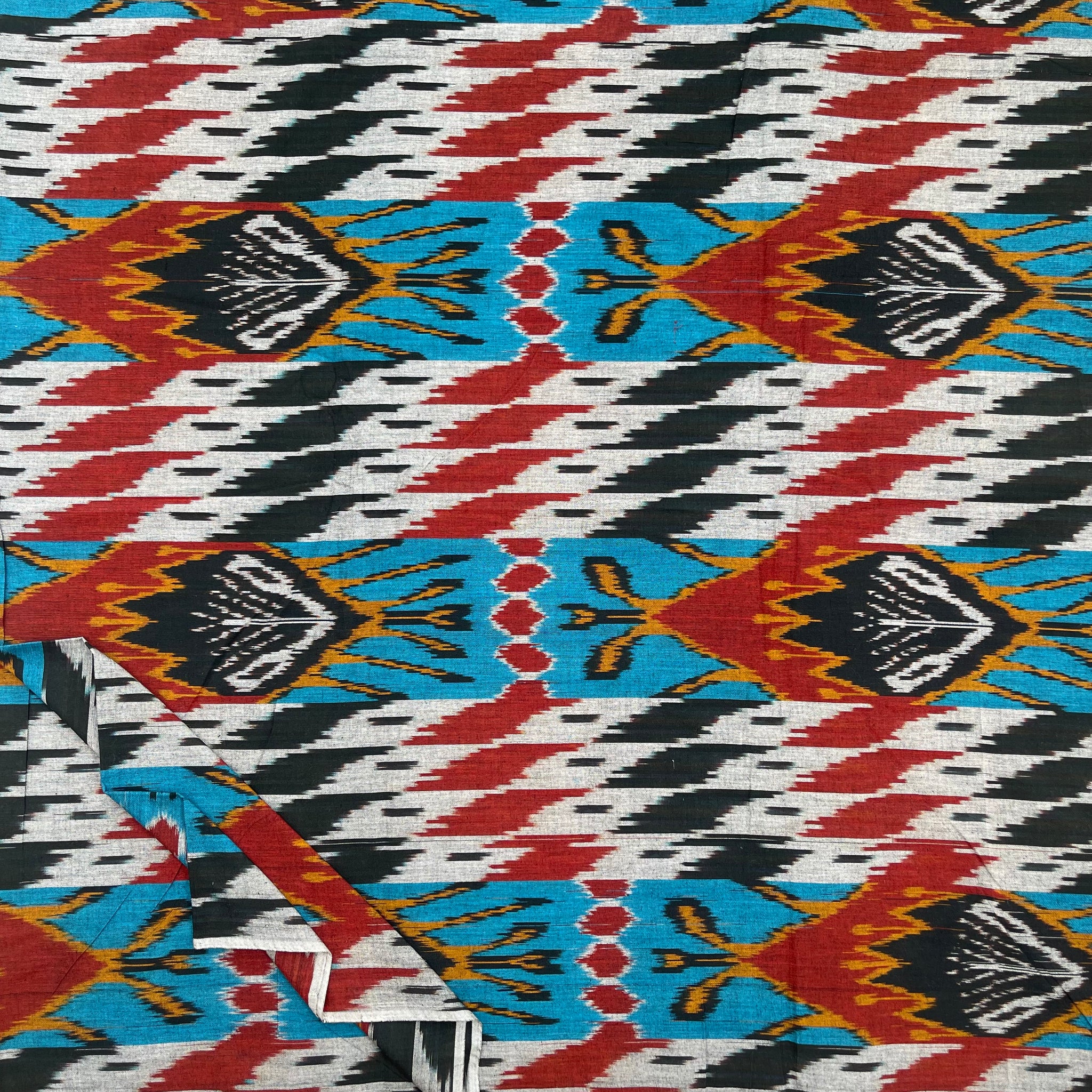 Black  Central Asia Ikkat cotton Fabric