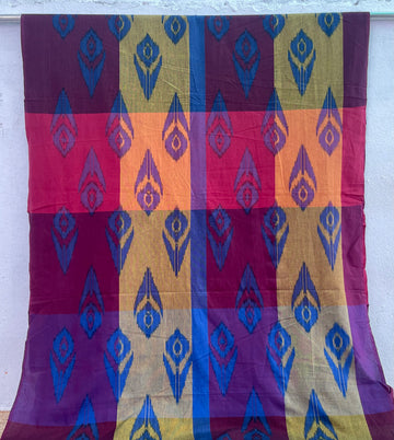 PEOCOCK EYE DESIGN CENTRAL ASIAN IKKAT COTTON FABRIC