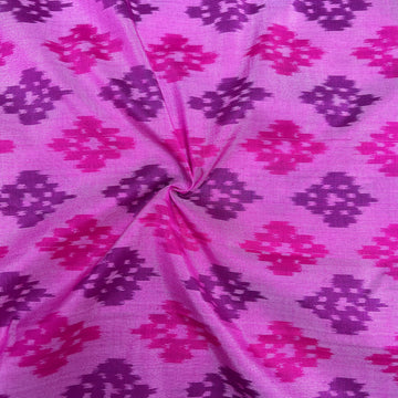Pink Color Raw Silk Ikkat cotton Fabric