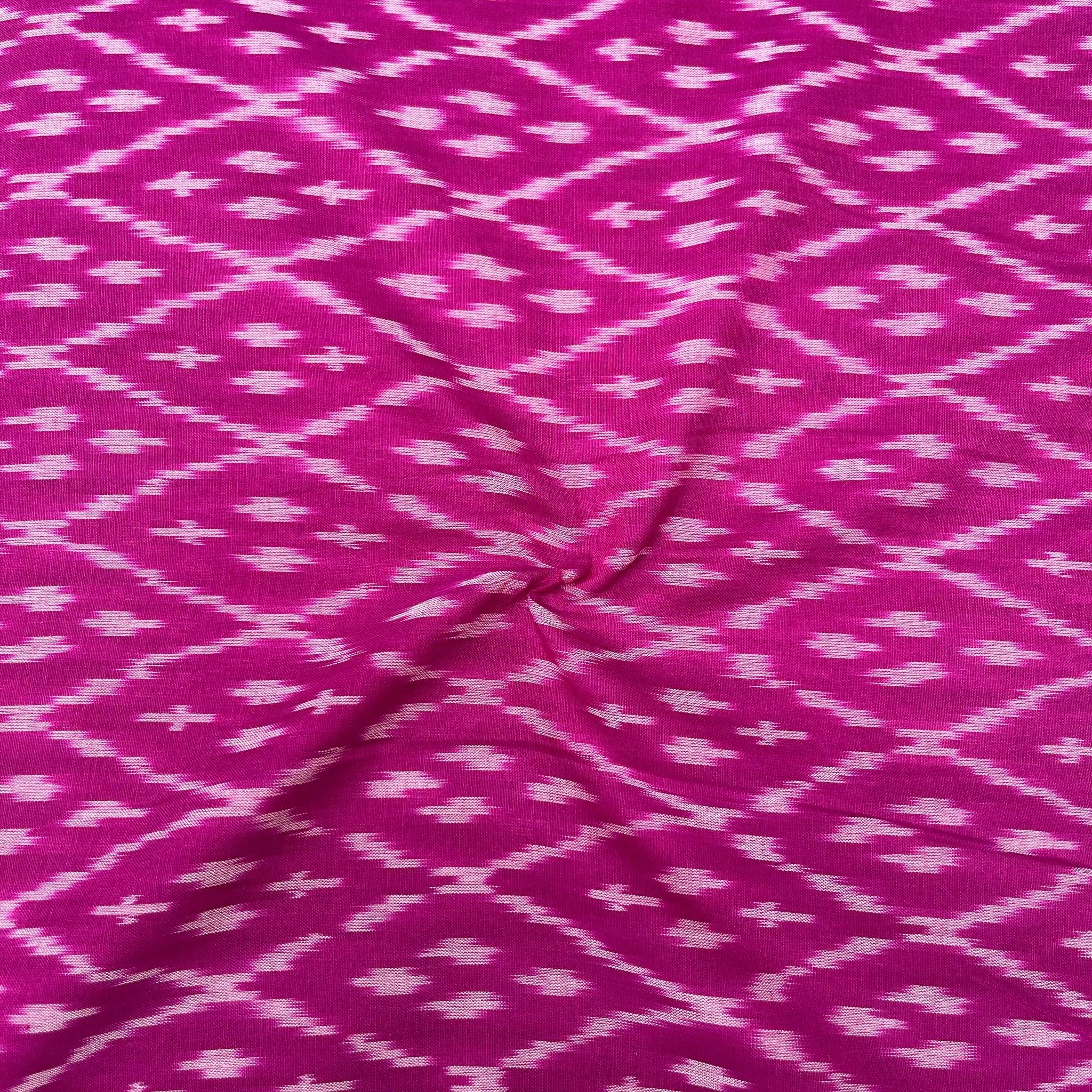 Mersiced Pink Colour Ikkat Cotton Fabric