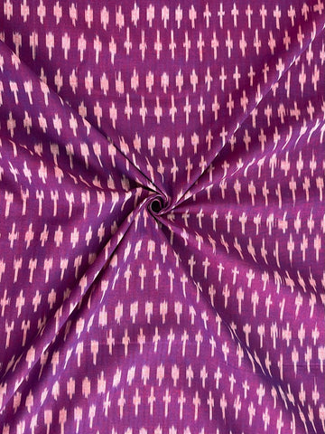 Purple Dots Ikkat Handloom Cotton Fabric