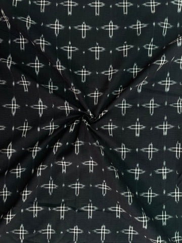 Zet Black Double Ikkat Handloom Cottpn Fabric