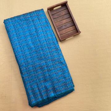 Sky Blue Ikkat Raw silk Fabric